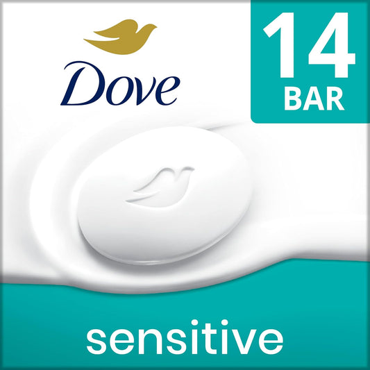 Beauty Bar More Moisturizing than Bar Soap for Softer Skin, Fragrance-Free, Hypoallergenic Beauty Bar Sensitive Skin with Gentle Cleanser 3.75 Oz 14 Bars