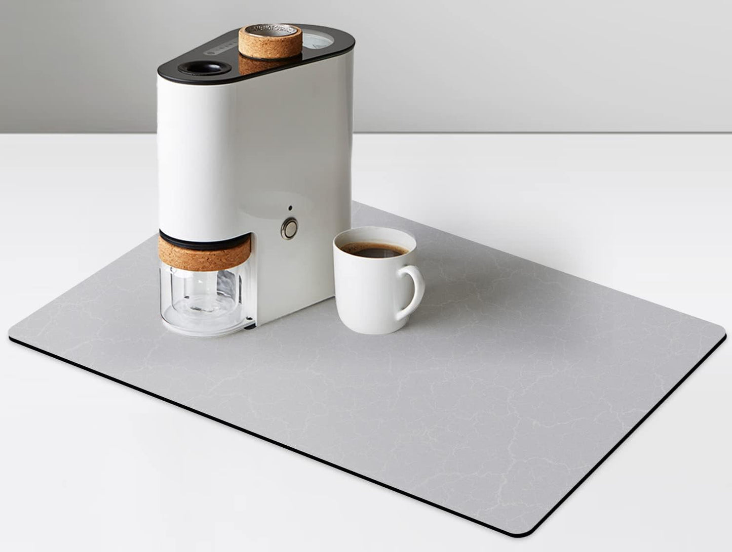 Coffee Bar Mat under Coffee Maker,19Inx12In Coffee Tray Mat under Coffee Machine,None Skid Mat for Coffee Pots,Under Appliance Mats,Silicone Hot Mats for Coffee Machines,Coffee Dish Drying Mat,Grey